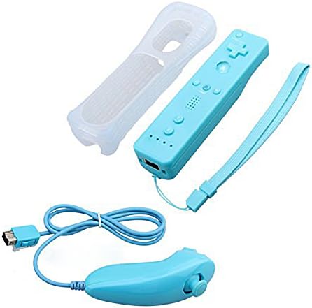 yinwen220us Blue New Silicone Protection Motion plus Remote Controller and Nunchuck in 1 for Wii
