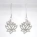 Cut Out Design Lotus Flower Dangle Earring in Sterling Silver with Beads of Pearl, #8372