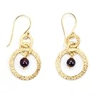 Garnet Circle Drop Earrings