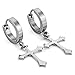 Men's Stainless Steel Stud Earrings Silver Round Cross Pendant Vintage (with Gift Bag)
