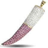 Image of Jewelco London 9ct Yellow Gold Glitter Horn of Life (Claw / Tooth) Pendant set with Purple and White Crystals