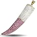 Jewelco London 9ct Yellow Gold Glitter Horn of Life (Claw / Tooth) Pendant set with Purple and White Crystals