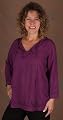 Embroidered 100% Rayon Tunic - Purple