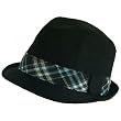 Plaid Lining Summer Stingy Fedora Veggie Hat Black M/L