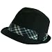 Plaid Lining Summer Stingy Fedora Veggie Hat Black M/L