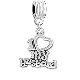 “I Love My Husband ” Charm Dangle Bead Compatible with Snake Chain Bracelets thumbnail