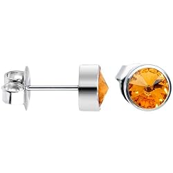 6mm Bezel November Birthstone Stud Earrings