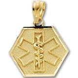 14K Yellow Gold Medical Id Pendant 14.75 x 15.25 mm