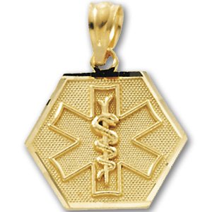 14K Yellow Gold Medical Id Pendant 14.75 x 15.25 mm