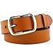 KaLeido Women's Polished Metal copper buckle Leather Belt