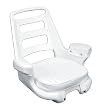 Moeller Heavy Duty Extra-Wide Ladder Back Boat Helm Seat, Cushion, and Mounting Plate Set (24.5" x 24.25" x 20.5", White)