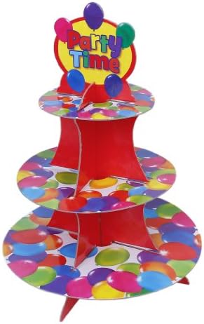 3 Tier Cupcake Cake Muffin Holder Paper Stand Birthday Party Wedding Decor- Colorful Balloons Pattern