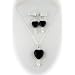 Black Onyx Heart Pendant Earrings Sterling Silver Cable Chain 16, 18, 20 Inch