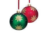 Reed &amp; Barton Snowflake Ball Blown Glass Ornaments Set of 2