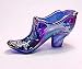 Cobalt blue carnival pattern glass bow slipper shoe new