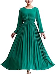Ankle Length Shift Pleated Long Sleeves Chiffon Bridesmaid Dress/Prom Dress 
