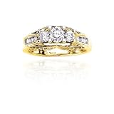3 Diamond Bridal Engagement Ring 1 ct. in 14K Yellow Gold