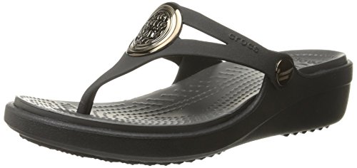 crocs Women's Sanrah Circle Sandal, Black/Graphite, 9 B(M) US