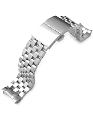22mm Super Engineer II Solid Stainless Steel Watch Band for SEIKO SKX007/009/011, Dome Deployant Clasp Brush