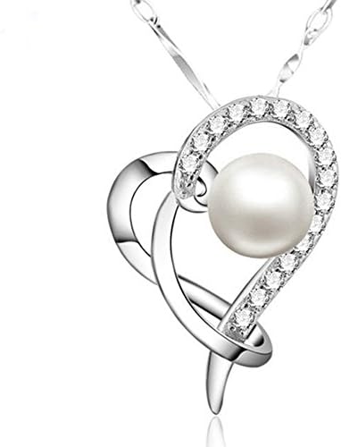 Huiyin Jewelry S925 Sterling Silver Pearl in the Irregular Cubic Zircon Heart Pendant Necklace 18inch