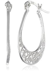 Sterling Silver Filigree Oval Hoop Earrings