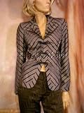 Armani - $2575 New GIORGIO ARMANI Blue Gray Black Stripe Jacket 4 38