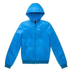 Marc By Marc Jacobs Lambskin Leather Hooded Hoodie Jacket Coat Turquoise
