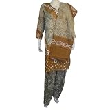 Punjabi Salwar Kameez Cotton Embroidered Dress Size (L/40)