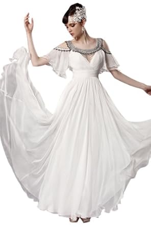 Vintage Clothing Online : Coniefox Scoop Floor Length Formal Dress with Cap Lotus Leaf Sleeve Online
