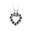 Sterling Silver 0.06 ct. Diamond with Alternating 3/4 ct. Sapphire Heart Pendant with Chain