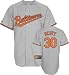 Luke Scott Jersey: Adult 2009 Majestic Road Grey Replica #30 Baltimore Orioles Jersey - Large