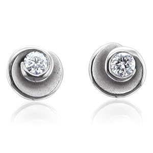 Sterling Silver Flower Diamond Stud Earrings (GH I1-I2 0.15 carat) [Jewelry]