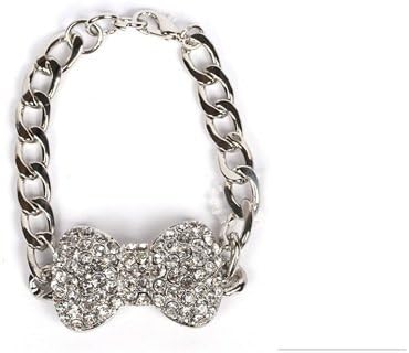Sterling Iced Out Bow Bracelet with Adjustable Cuban Chain