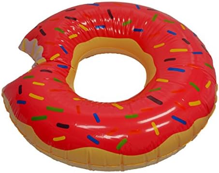 Pink Strawberry Inflatable Sprinkles Donut Pool Toy Float Raft Floatie