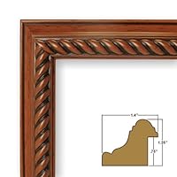 12x16 Picture / Poster Frame, Smooth Wood Grain Finish, 1.4' Wide, Rich Brown Rope