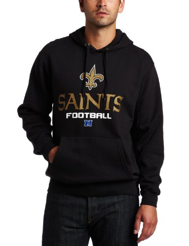 NFL Men's New Orleans Saints Critical Victory V Long Sleeve Hooded Fleece Pullover (Black, X-Large)