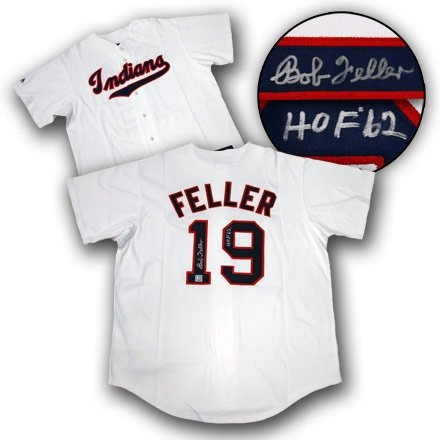 Bob Feller Cleveland Indians Autographed/Hand Signed Hockey Jersey