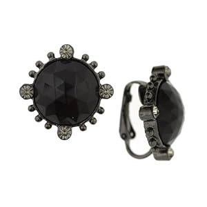 1940s Vintage Diamond & Black Hue Clip-On Earrings