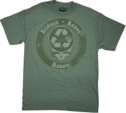 Grateful Dead Reduce Reuse Renew Olive Green Mens T-Shirt Tee