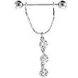 Cubic Zirconia THREE STAR Dangle Nipple Shield