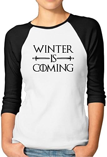 Fashion Woman Winter Is Coming 3/4 Sleeve Black Size M
