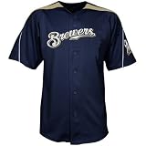 Majestic Milwaukee Brewers Navy Blue Laser Cooperstown Replica Jersey