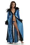 Custom Made Stunning 7 Panel Victorian Flair Coat Gown with Hood & Feather Boa Trim Shown with Micro G-string Panty 4021V