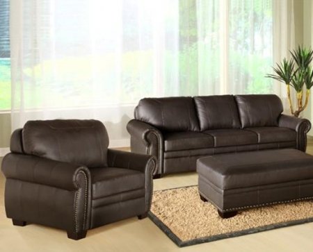 Abbyson Living Bellavista 2 piece set Premium Italian Leather Oversized Sofa and Chair