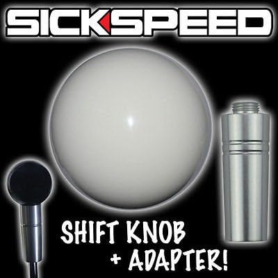 White Gumball Shift Knob & Adapter For Auto/Automatic Gear Shifter Lever G2 A1 for Ford Mustang