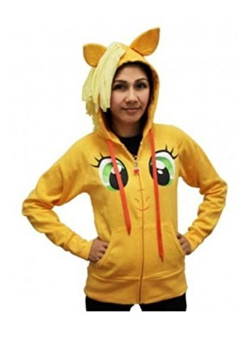 My Little Pony Applejack Face Juniors Orange Costume Hoodie with Mane (Juniors Small)