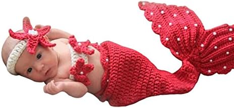 Smartcool Newborn Baby Girls Mermaid Tail Crochet Knitted Photo Props Costume Outfit (Style 1)