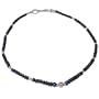 Silver Charm Necklace Amulet Onyx Jewelry 19Inches (gnklc234)