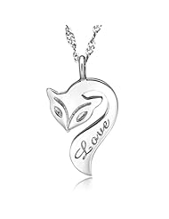Honeystore Girls 925 Sterling Silver White Gold Plated Fox Love Necklace Color White Length 17.7 inch