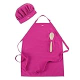 OXO Tot Apron Chef's Hat and Wooden Spoon Set, Pink